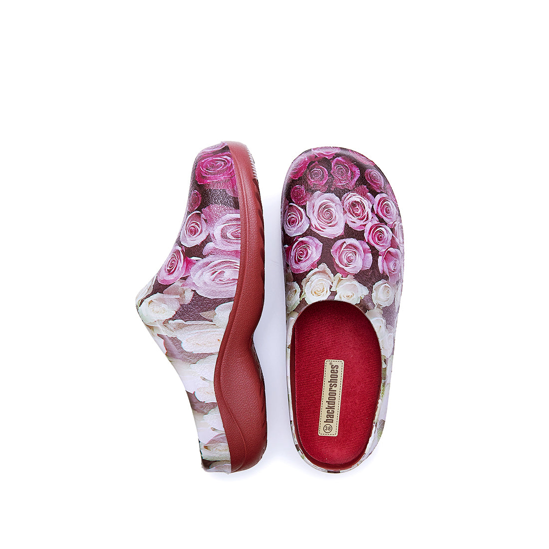 red garden clogs