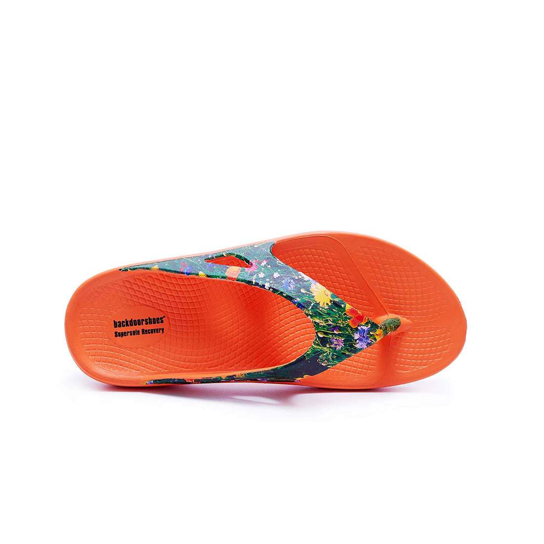 Meadow printed orange supersole comfortable recovery flip flops